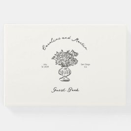 Livro De Visitas Casamento branco, puxado à mão