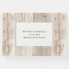 Livro De Visitas Casamento Branco Rustic Faux Wood Cream