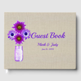 Livro De Visitas Casamento Burlap Rustic Floral Mason Jar