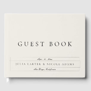 Livro De Visitas Casamento Caligrafia Branco Marfim Preto Clássico