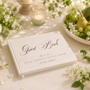 Livro De Visitas Casamento Caligrafia Marrom Chocolate Clássico Mar