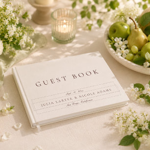 Livro De Visitas Casamento Caligrafia Marrom Chocolate Clássico Mar