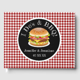 Livro De Visitas Casamento Casual de Gingham Hamburger Vermelho