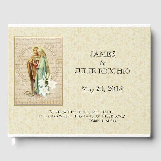 Livro De Visitas Casamento Católico Tradicional, Virgem Abençoada M (Frente)