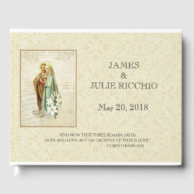 Livro De Visitas Casamento Católico Tradicional, Virgem Abençoada M (Frente)