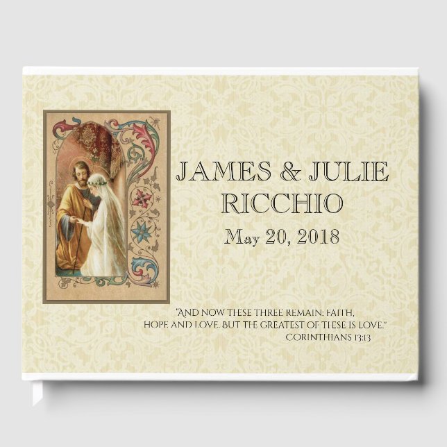 Livro De Visitas Casamento Católico Tradicional, Virgem Abençoada M (Frente)