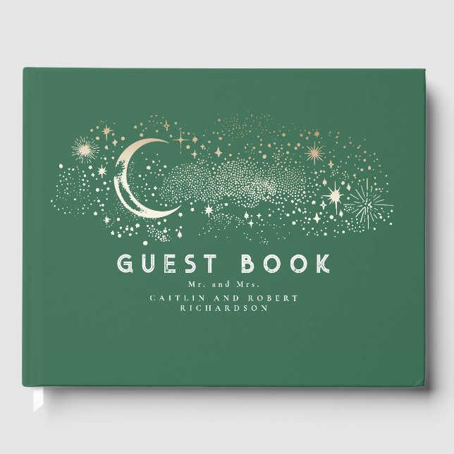 Livro De Visitas Casamento Celestial da Noite Estelar Crescente (Frente)