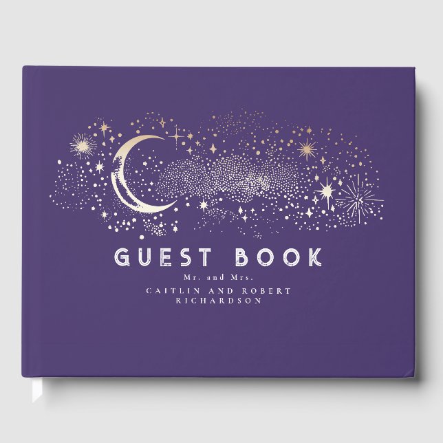 Livro De Visitas Casamento Celestial da Noite Estelar Crescente (Frente)