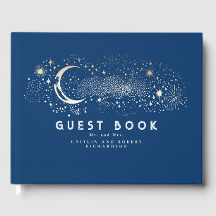 Livro De Visitas Casamento Celestial da Noite Estelar Crescente