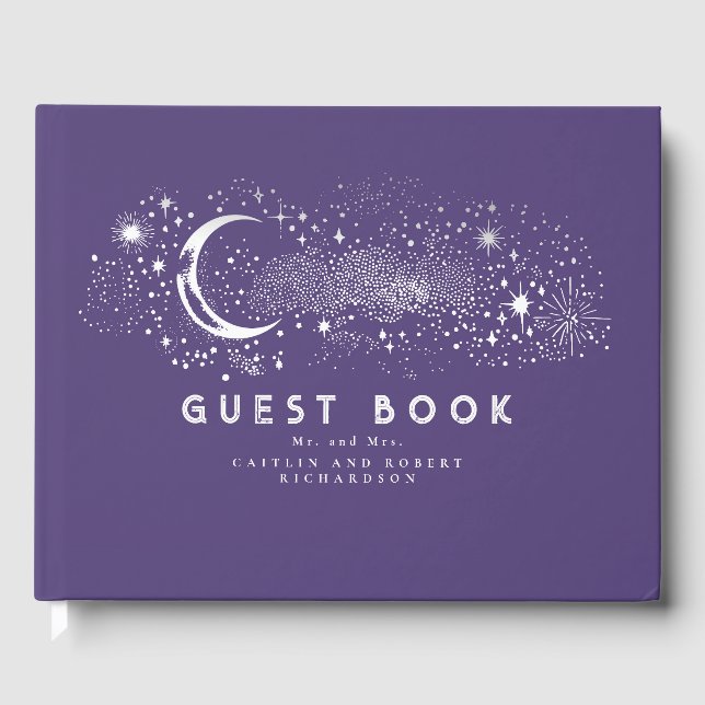 Livro De Visitas Casamento Celestial da Noite Estelar Crescente (Frente)
