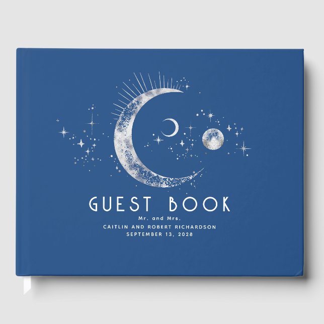 Livro De Visitas Casamento Celestial da Noite Estelar Crescente (Frente)