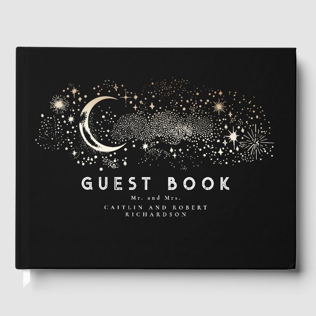 Livro De Visitas Casamento Celestial da Noite Estelar Crescente (Frente)