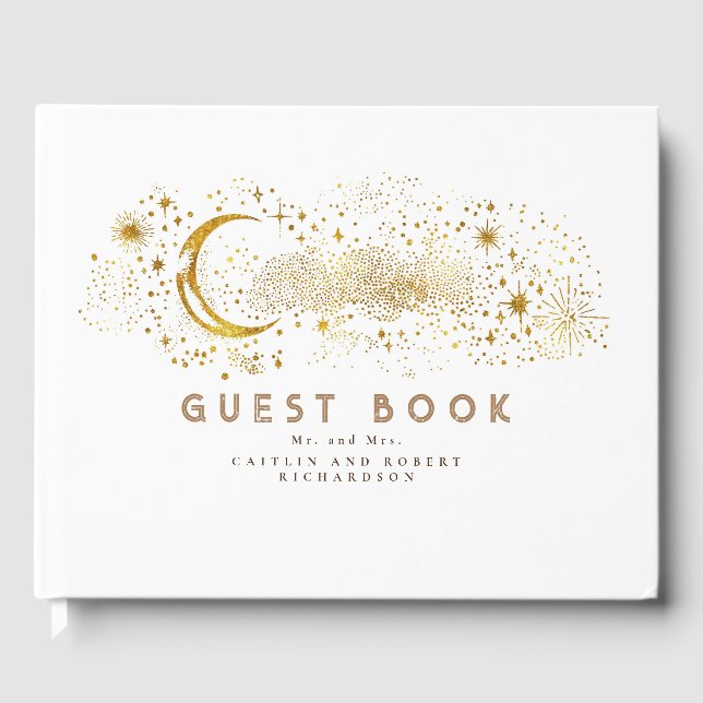 Livro De Visitas Casamento Celestial da Noite Estelar Crescente (Frente)