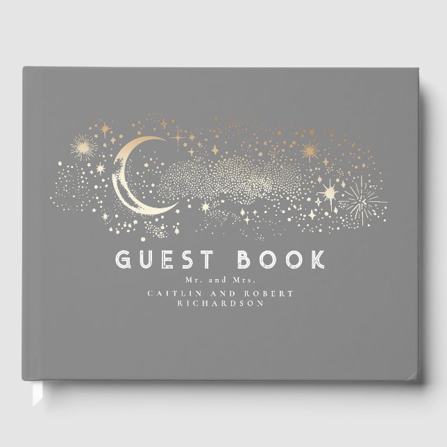 Livro De Visitas Casamento Celestial da Noite Estelar Crescente (Frente)