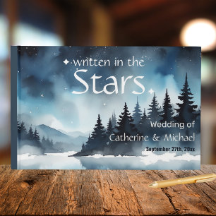 Livro De Visitas Casamento Celestial de Céu Azul Estrelado