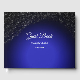 Livro De Visitas Casamento celestial Lua cheia e estrelas azul-de-m