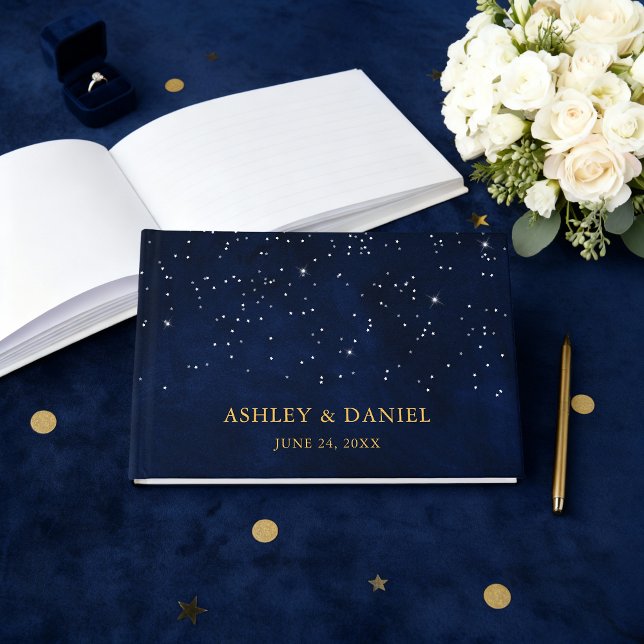 Livro De Visitas Casamento Celestial Noite Azul Stars Casamento Dou (Customize to change text size or text style.)