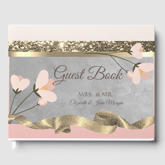 Livro De Visitas Casamento Chic Floral Elegante (Frente)