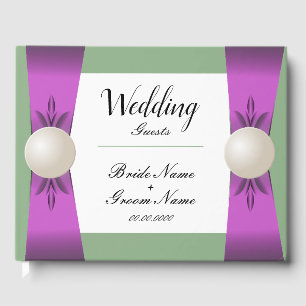 Livro De Visitas Casamento Chic Lilac & Sage Pearl Ribbon