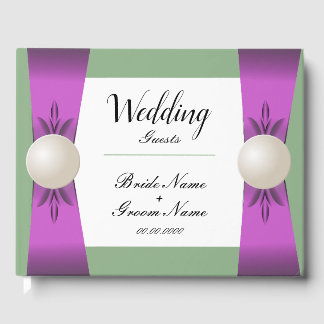 Livro De Visitas Casamento Chic Lilac & Sage Pearl Ribbon
