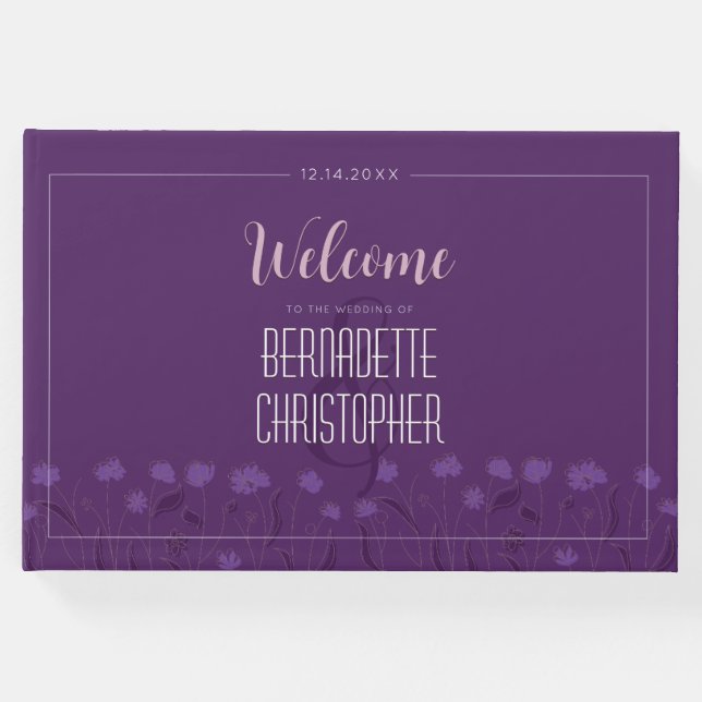 Livro De Visitas Casamento Chic Moderno Elegante Simples Lavanda Ro (Frente)