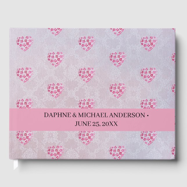 Livro De Visitas Casamento Chic Moderno Simples Rosa Púrpura Elegan (Frente)