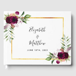 Livro De Visitas Casamento chic verde-azul-branco