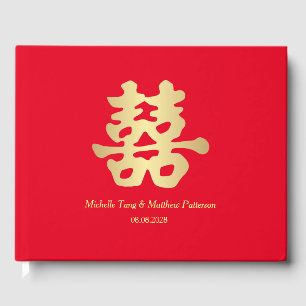 Livro De Visitas Casamento chinês dobro da felicidade