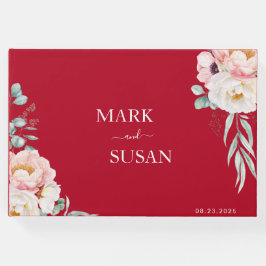 Livro De Visitas Casamento Chinês Tradicional de Peony (RED)