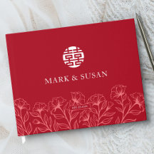 Casamento Chinês Tradicional Floral Elegante (VERM
