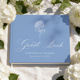 Livro De Visitas Casamento Clássico com Hortênsias Azuis