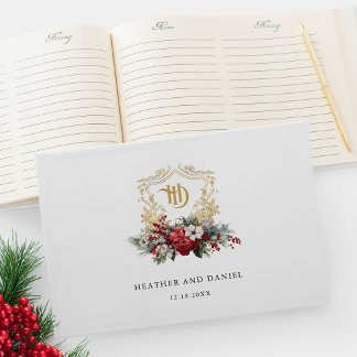 Livro De Visitas Casamento Clássico de Crest Floral Monograma