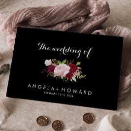 Livro De Visitas Casamento Clássico de Negro Tropical e Borgonha