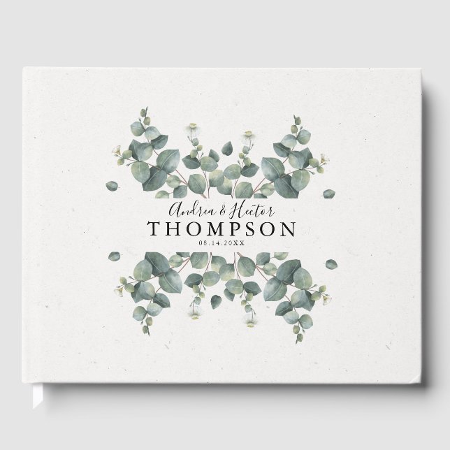 Livro De Visitas Casamento Clássico Elegante Eucalyptus (Frente)