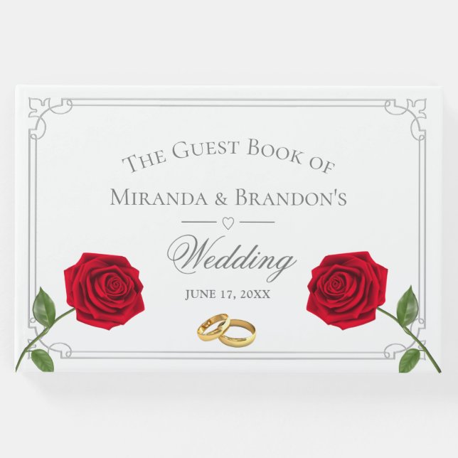 Livro De Visitas Casamento Clássico Floral Simples Elegante (Frente)