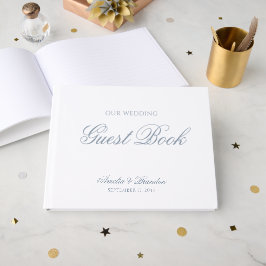 Livro De Visitas Casamento Clássico Formal em Azul Poeirento e Bran