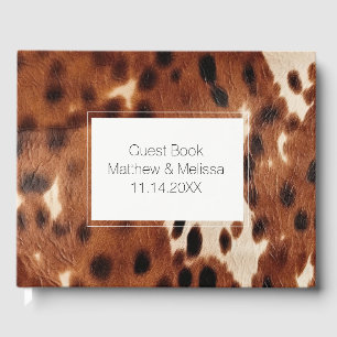 Livro De Visitas Casamento com Animais Brown Cream Cowhide