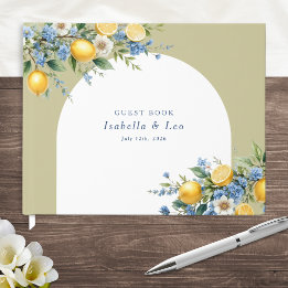 Livro De Visitas Casamento com Arco Verde Sálvia e Limão Amalfi