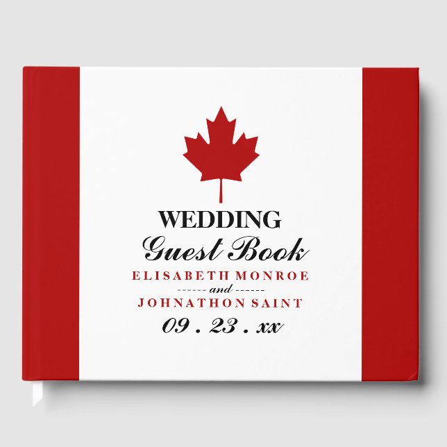 Livro De Visitas Casamento com Bandeira Canadense (Frente)