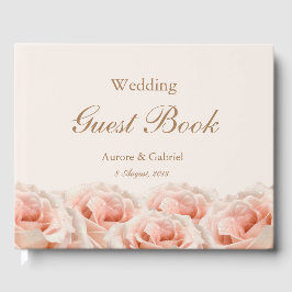 Livro De Visitas Casamento com Champanhe de Blush de Rosas Elegante