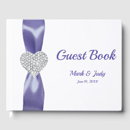 Livro De Visitas Casamento com Coração Azul Roxo