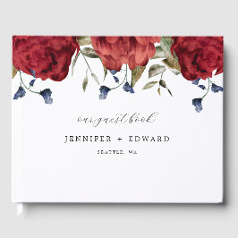 Livro De Visitas Casamento com Flor de Marinho Elegante