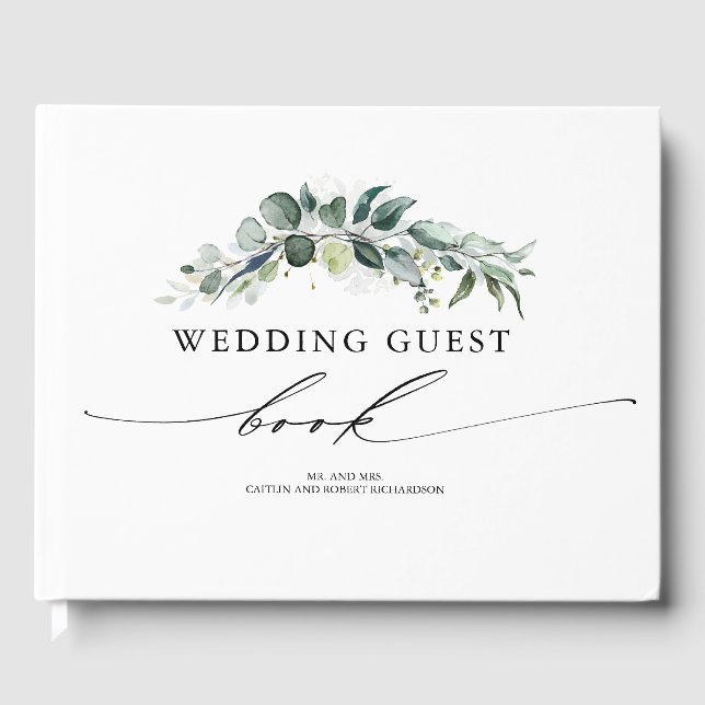 Livro De Visitas Casamento com Foliage Eucalyptus Greenery (Frente)