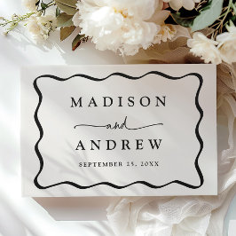 Livro De Visitas Casamento com Foto em Moldura Moderna Ondulada Cre