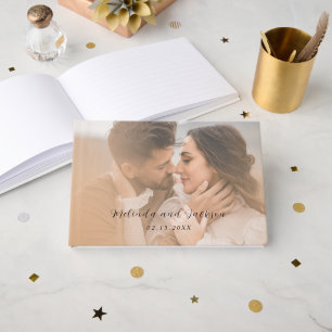 Livro De Visitas Casamento com Foto Neutra Terrosa Moderna