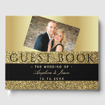 Casamento com Foto Preto e Dourado