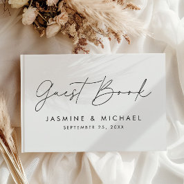 Livro De Visitas Casamento com Foto Script Preto Moderno