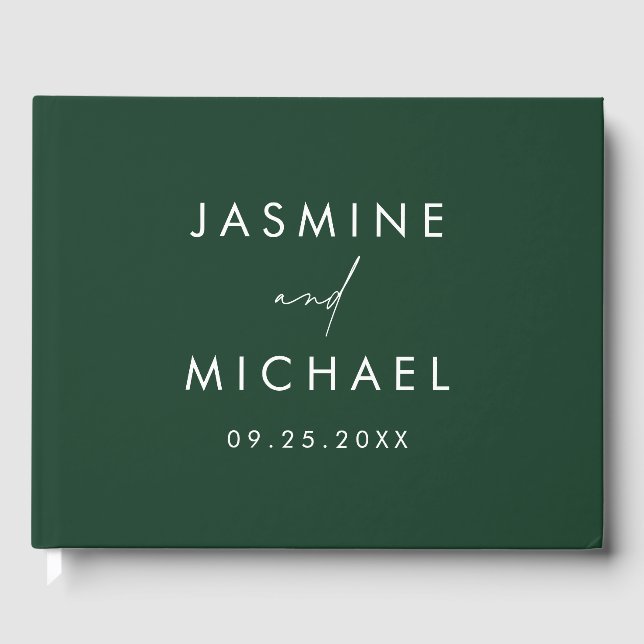 Livro De Visitas Casamento com Foto Verde Moderno (Frente)