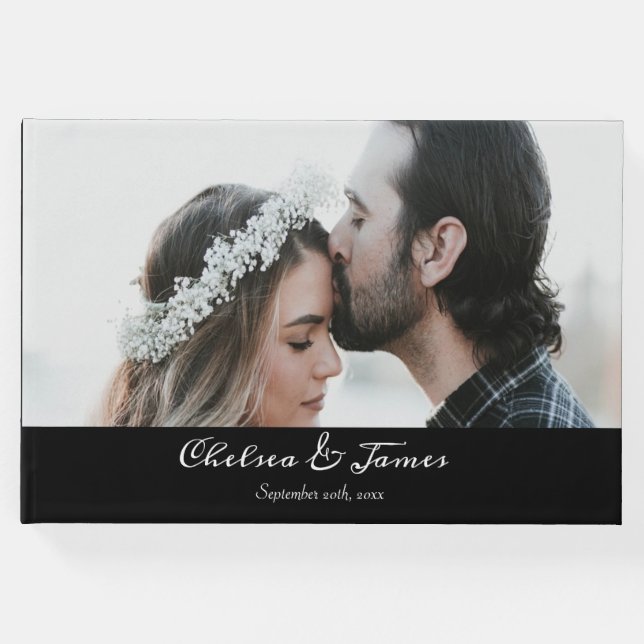 Livro De Visitas Casamento com Fotografias de Script de Caligrafia  (Frente)