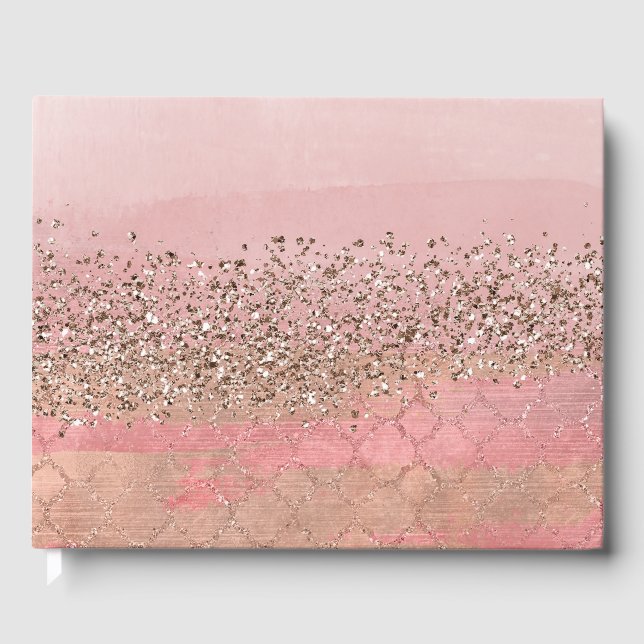 Livro De Visitas Casamento com Glam, Princesa Indígena, Rosa-Blush, (Frente)